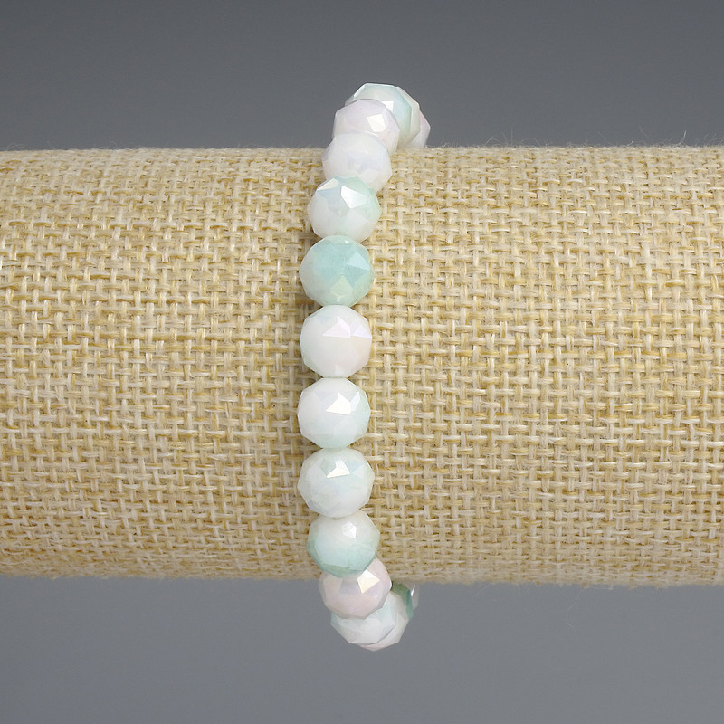 צמיד מקריסטל צ'כי רב-צבעים, חרוז מלוטש בקוטר 8 מ״מ, אורך ≈18 מ״מ, אלסטי