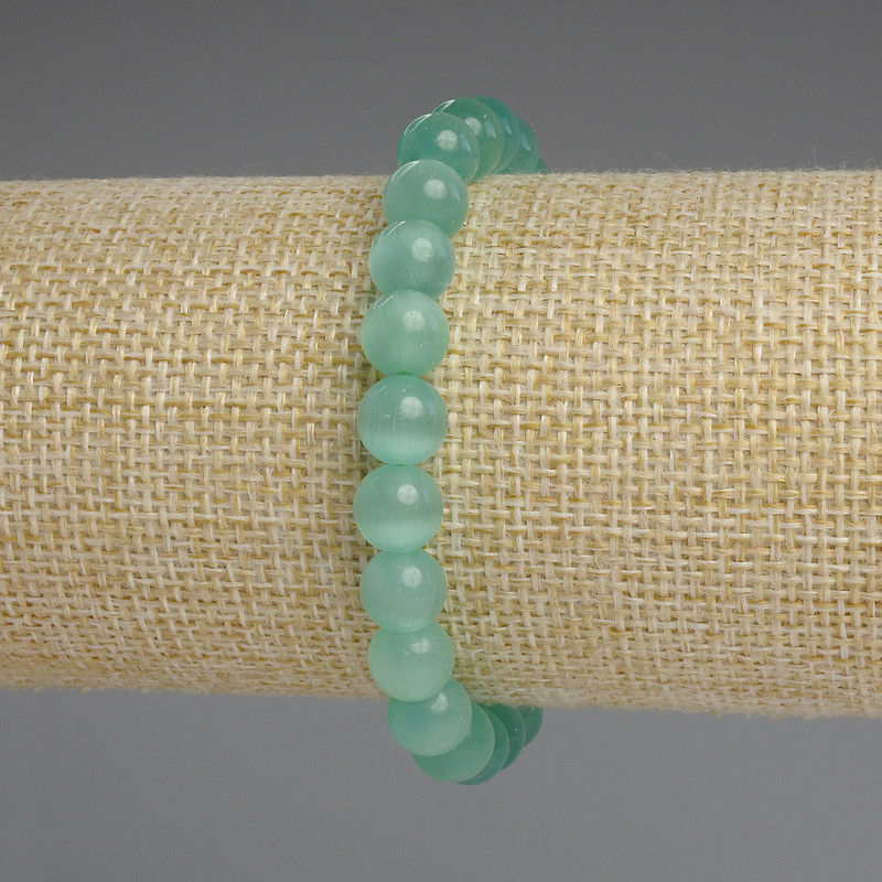 צמיד עין החתול – חרוזים חלקים בקוטר 8 מ״מ, אורך כ-18 ס״מ, אלסטי