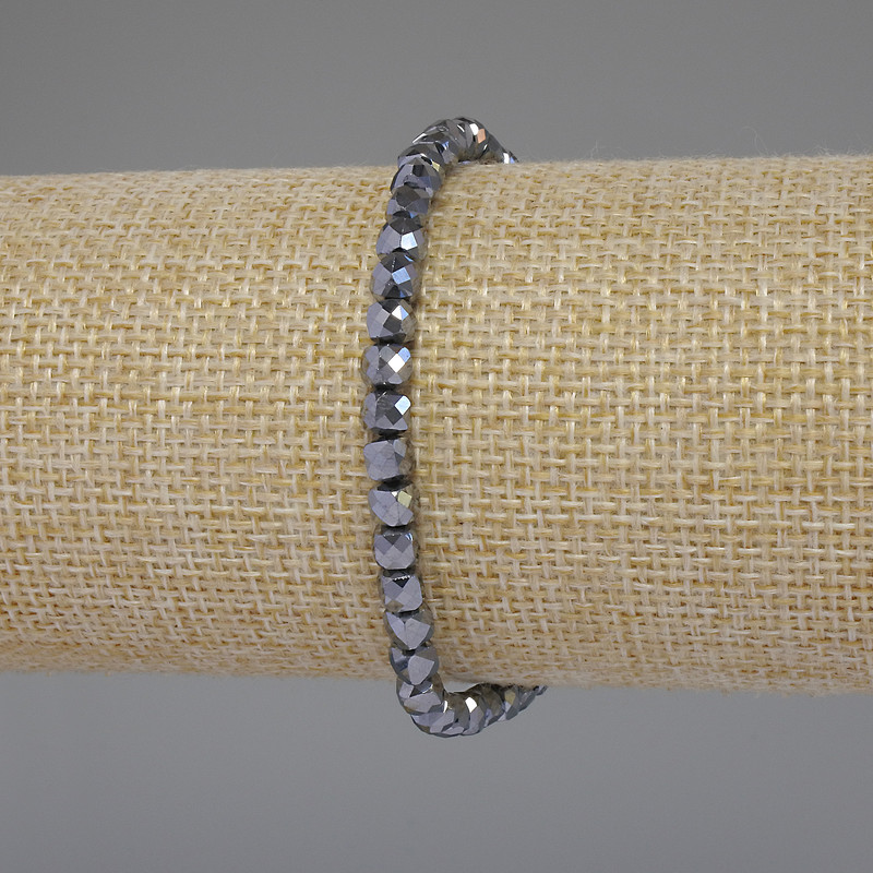 צמיד טרה-הרץ עם קובייה מחוספסת, קוטר 4×4 מ״מ, אורך 18 ס״מ, סטרץ