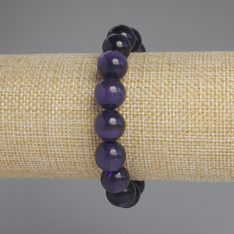 צמיד עין החתול – חרוזים חלקים, קוטר 11.5 מ"מ, אורך 18 ס"מ, אלסטי