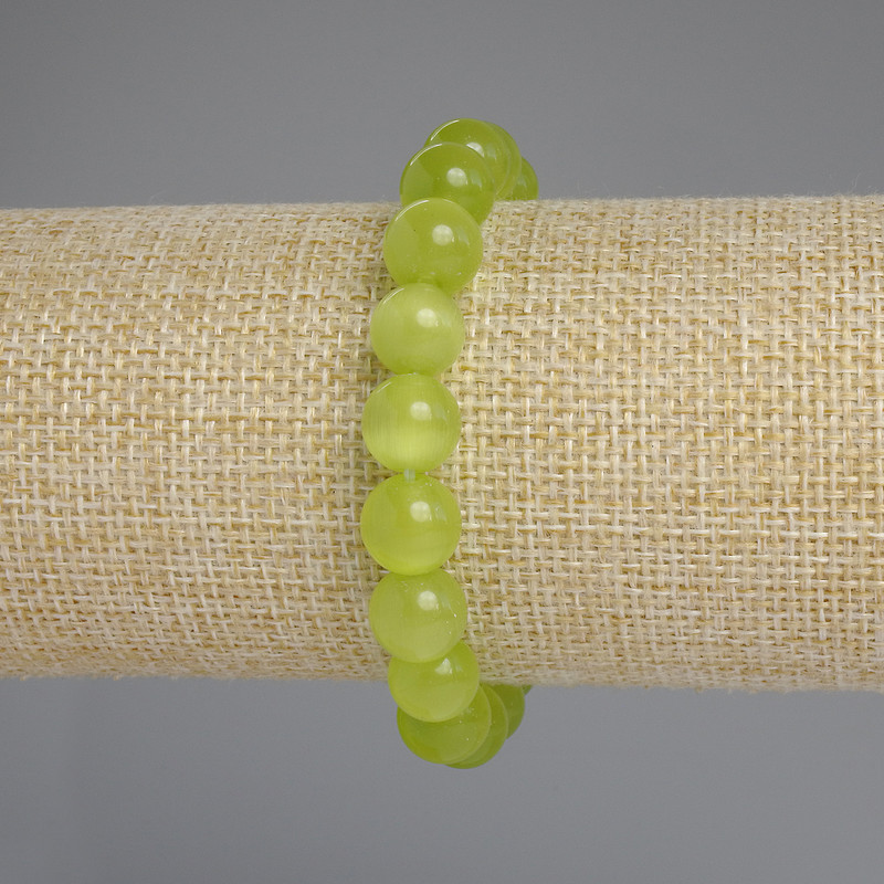 צמיד עין החתול – חרוזים חלקים, קוטר 9 מ״מ ±, אורך 18 ס״מ ±, על בסיס אלסטי