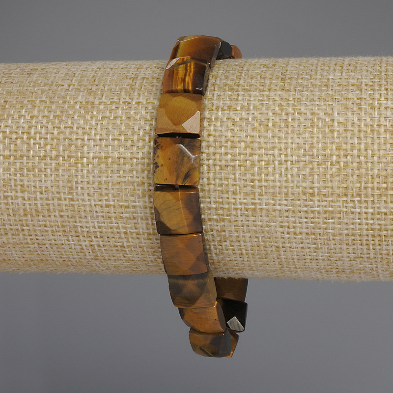 צמיד עין הטייגר מרובע מחוצב, קוטר 10 מ״מ ±, אורך 18 ס״מ ± בסטרץ'