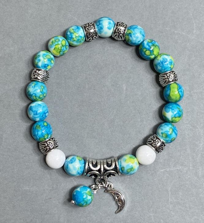 צמיד אגת וריסציט – חרוז יחיד, קוטר 8.5 מ״מ, אורך 18 ס״מ, אלסטי