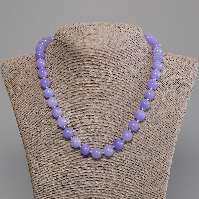 שרשרת אקוומרין כדורי חלק, קוטר 10 מ״מ, אורך 50 ס״מ, עם סוגר