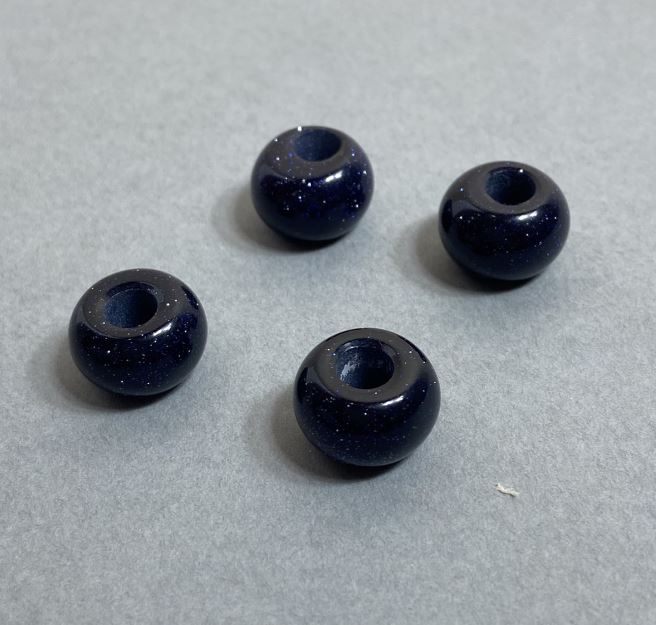 חרוז פנדורה מאוואנטורין חול כחול ליל קהיר 14×9 מ״מ + -, קוטר חור 5.5 מ״מ +