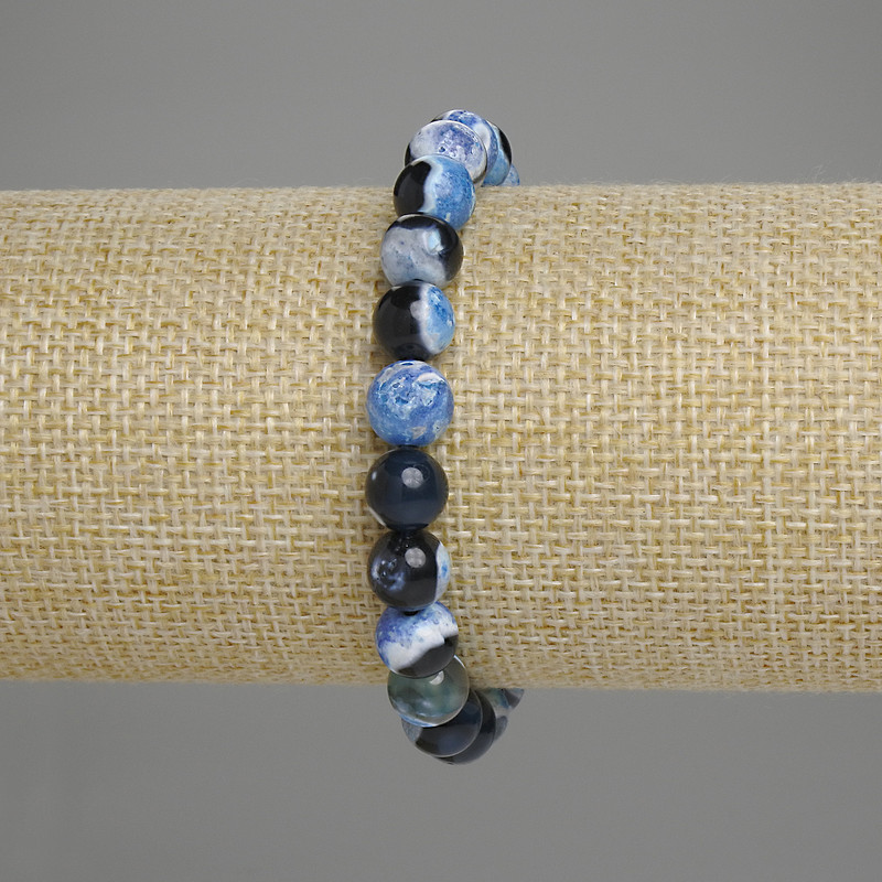 צמיד אגט כדורי 8 מ״מ, אורך 18 ס״מ