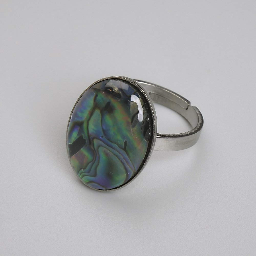 טבעת חליאוטיס אובלית 19×14 מ״מ ± ללא, מידות: מתכת כסופה