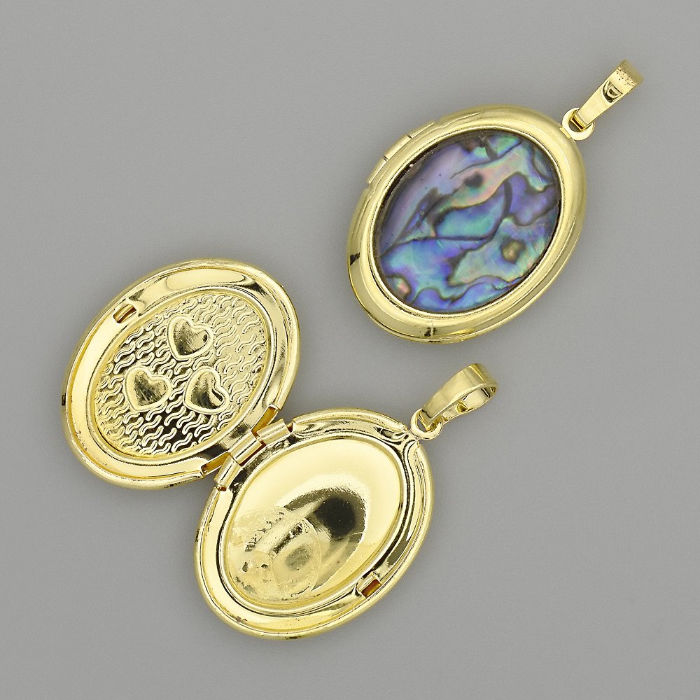 תליון חליאוטיס בצורת אובלית, מתכת זהובה, 32×20 מ״מ, לשמירת תמונה