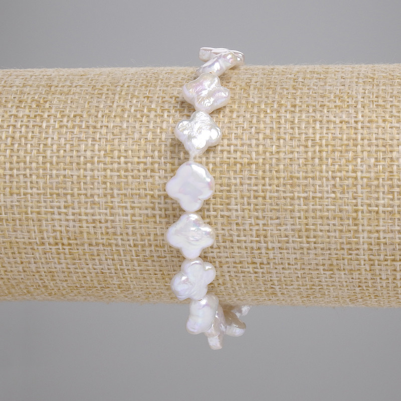 צמיד פנינים בארוק בגוון «בנזין»-קלובר, קוטר 8 מ"מ, 5–10, 5×8, 5 מ"מ ±, אורך 18 ס"מ ± (אלסטי)