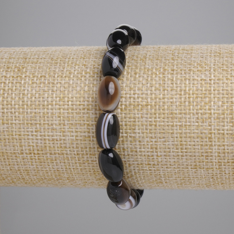 צמיד אגט זרעי, קוטר 12×8 מ״מ, אורך 18 ס״מ, סטרץ