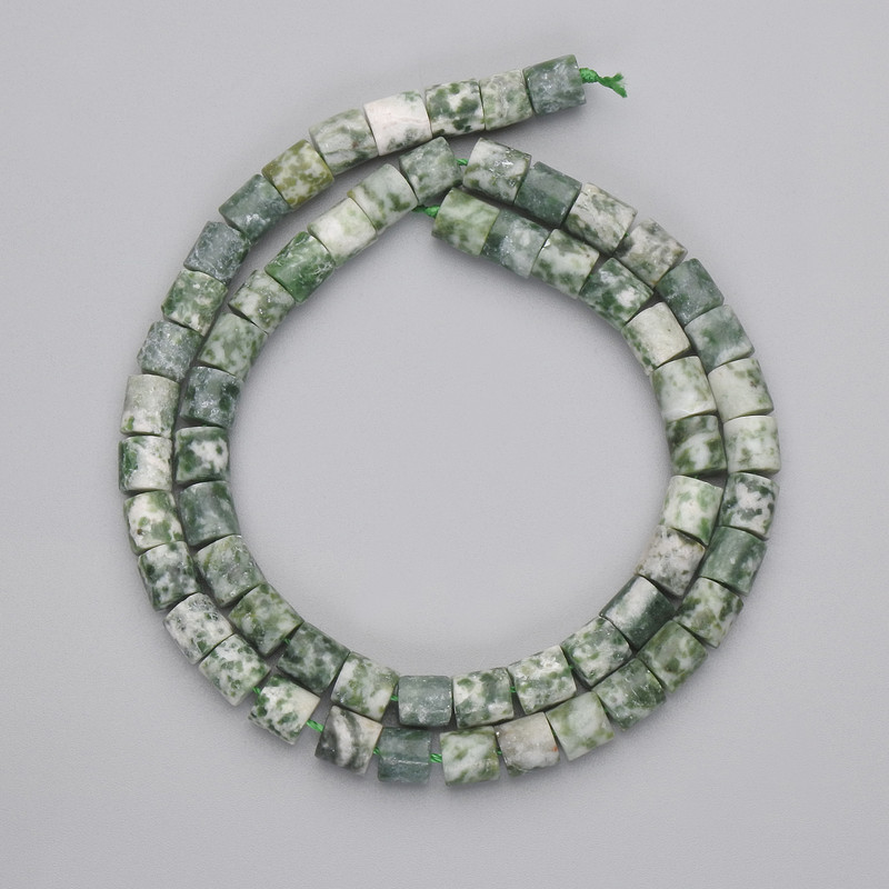 חרוזי אגט מוס צילינדר, קוטר 6x6 מ״מ, אורך 38 ס״מ על חוט