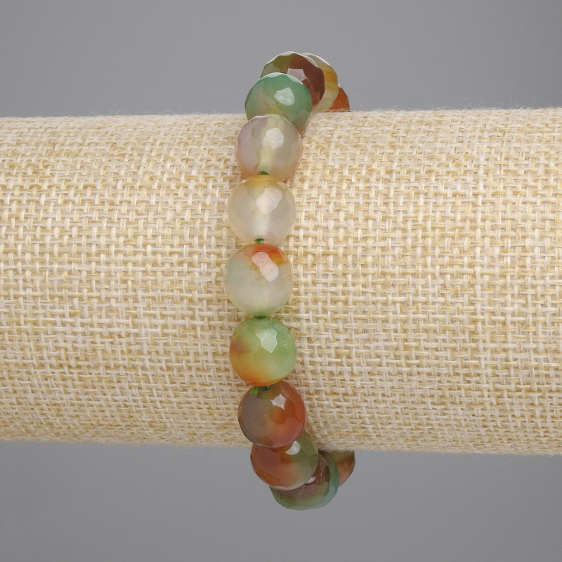 צמיד אגט ברזילאי – חרוז כדורי מלוטש, קוטר 9.5 מ״מ, אורך 18 ס״מ, סטרץ