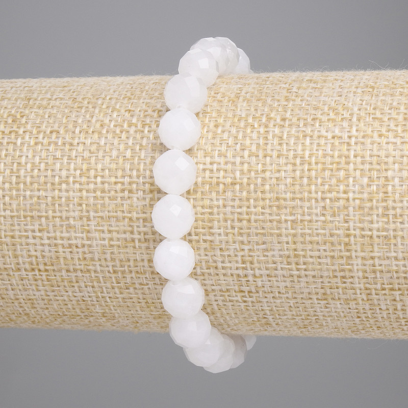 צמיד מקריסטל ההרים כדור מפוסל בקוטר 8 מ״מ אורך 18 ס״מ אלסטי