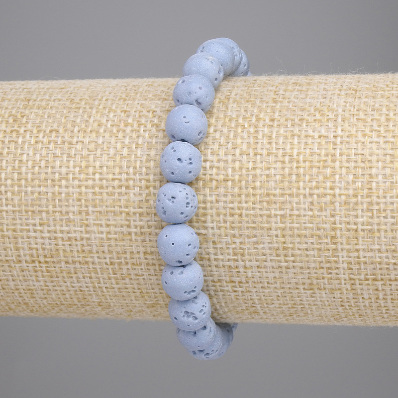 צמיד לבה וולקנית כחולה — כדור, קוטר 8 מ״מ, אורך 18 ס״מ, גמיש