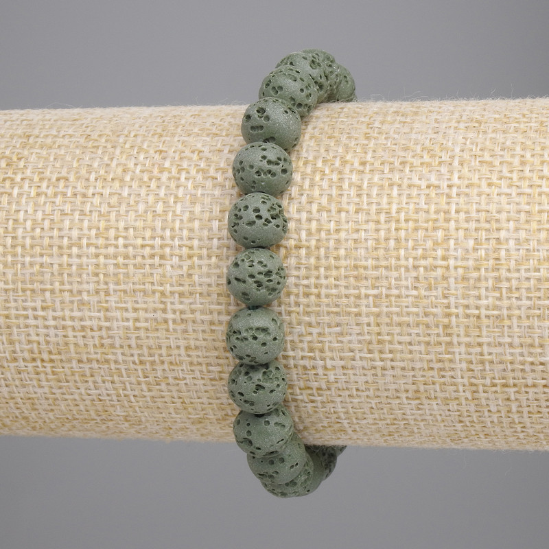 צמיד לבה וולקנית ירוקה – חרוזים 8 מ״מ+- אורך 18 ס״מ+- אלסטי