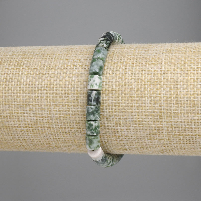 צמיד אגט מוס צילינדר, קוטר 6×6 מ״מ, אורך 18 ס״מ, גמיש