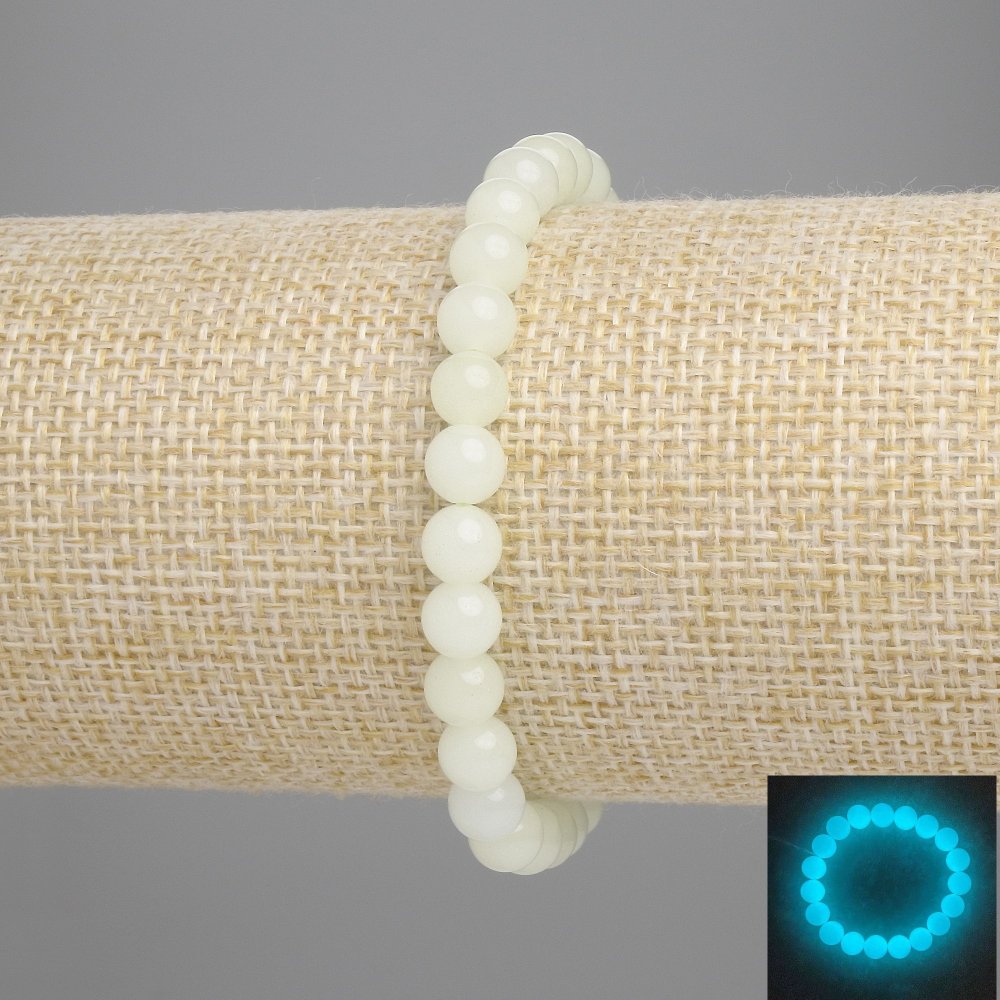 צמיד אוניקס (זוהר טורקיז) חרוזים חלקים בקוטר כ-6 מ״מ, אורך כ-18 ס״מ - סטרץ'