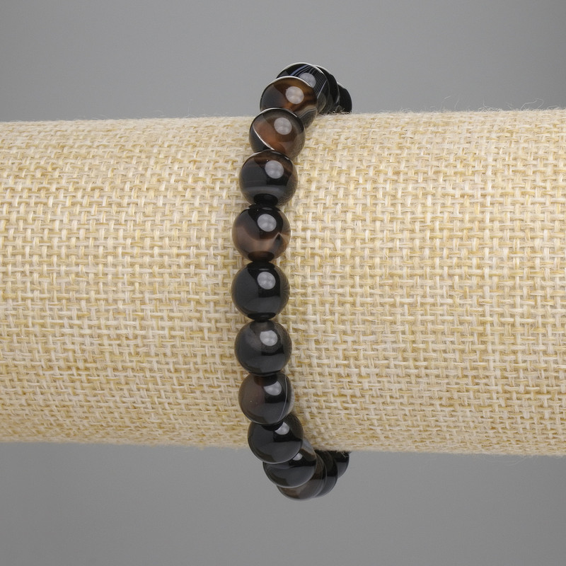 צמיד אגט – כדורי חלק בקוטר 8 מ״מ, אורך 18 ס״מ – אלסטי