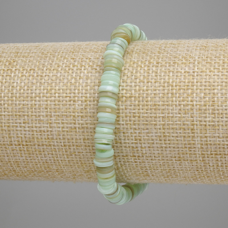 צמיד חרוזי צדפת סקאפארקה רונדל, קוטר 6×1-1,5 מ״מ, אורך 18 ס״מ, סטרץ