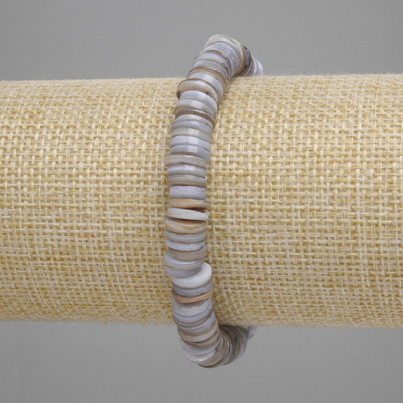 צמיד צדפים סקפארקה בצורת רונדל, קוטר 8×1.5 מ״מ, אורך 18 ס״מ, אלסטי