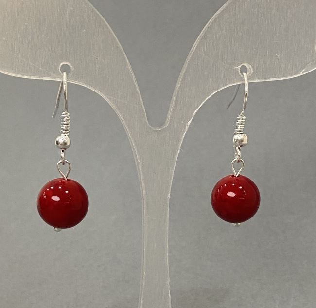 עגילים עם טורמלין, כדור חלק, קוטר 10 מ"מ, אורך 30 מ"מ+