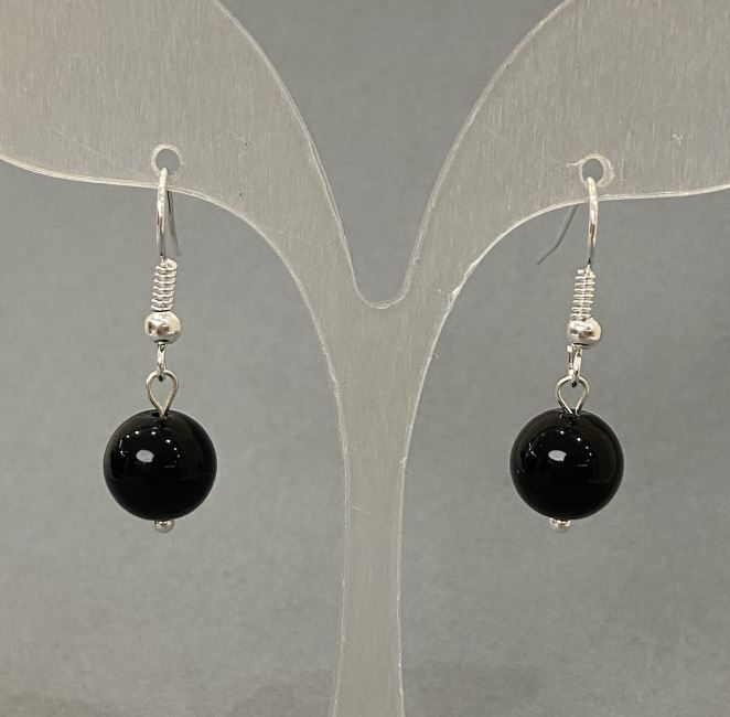 עגילים מהאגט בצורת כדור חלק, קוטר 10 מ״מ, אורך 30 מ״מ+