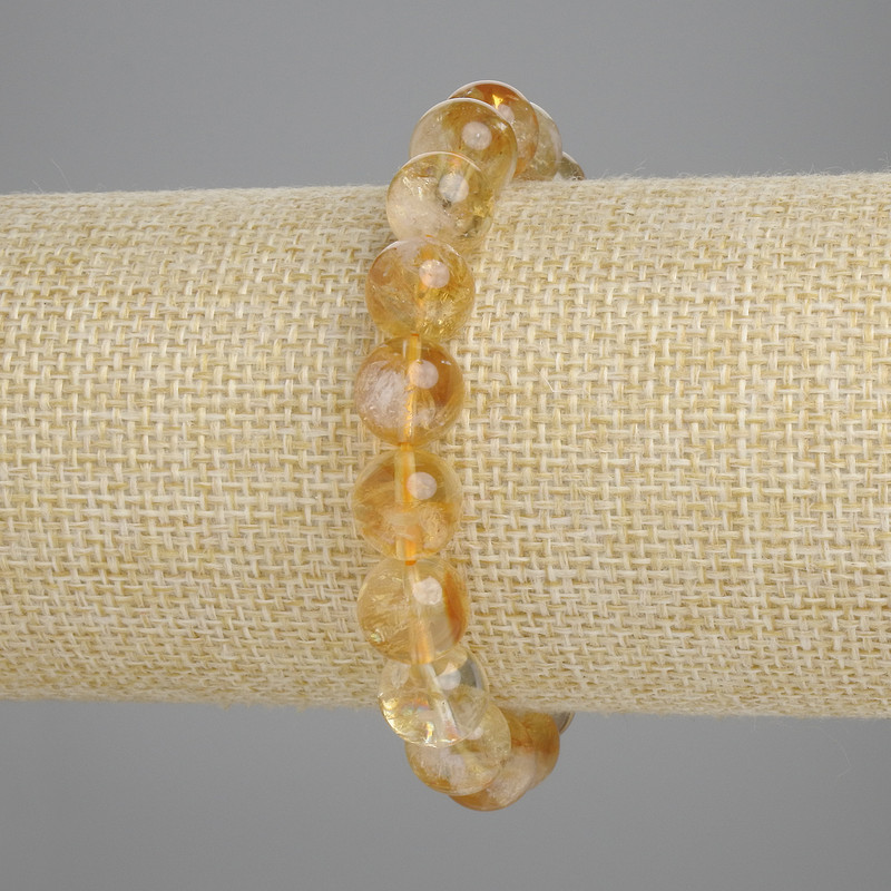 צמיד סיטרין בצורת גרגר מלוטש, קוטר 10 מ"מ+-, אורך 18 ס"מ+-, אלסטי