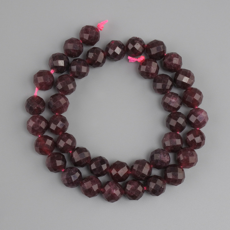חרוזי טורמלין רובליט כדור faceted, קוטר 10 מ"מ ±, אורך 37 ס"מ +