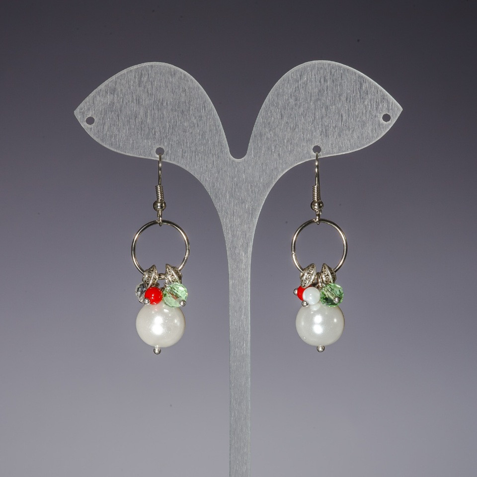 עגילים ארוכים «פנינים על טבעות» (להם), אורך 4.5 ס״מ