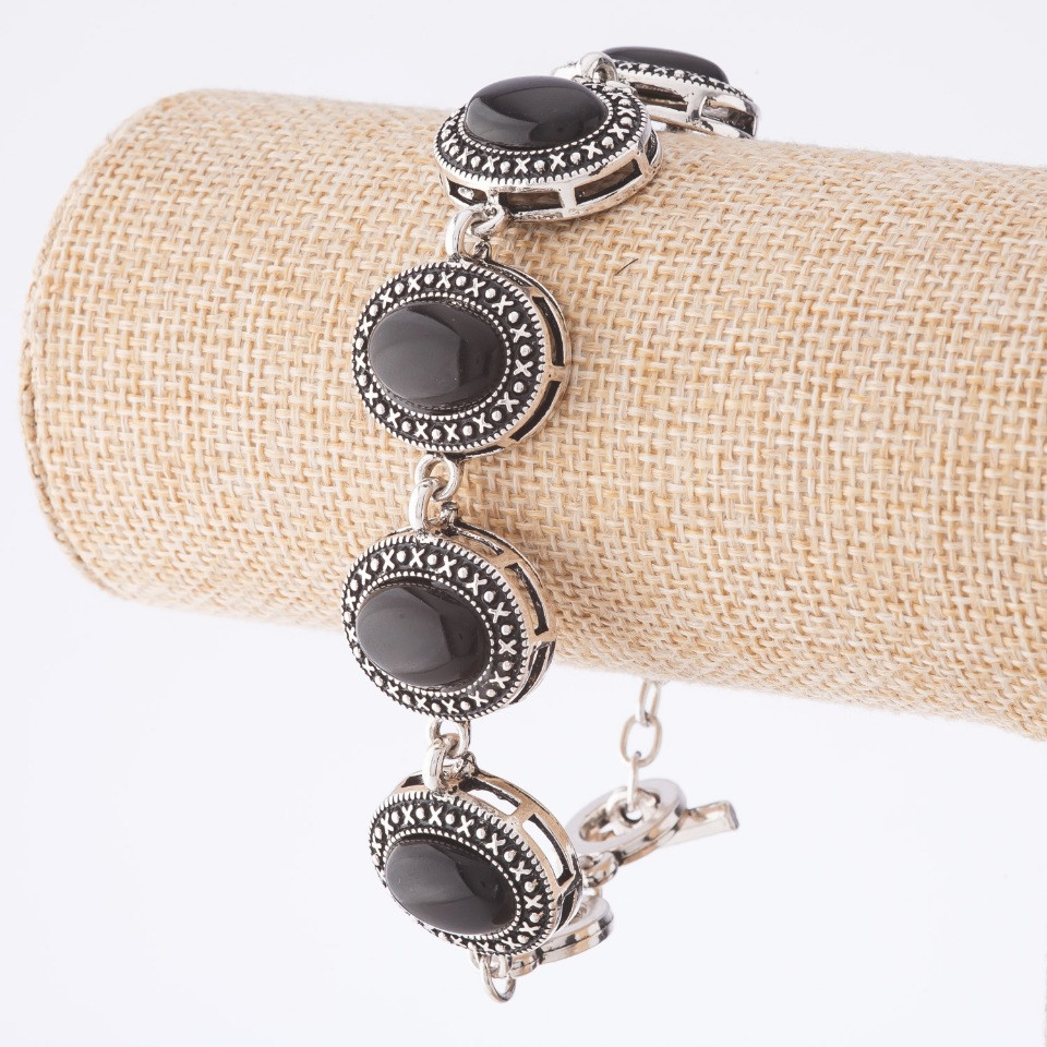 הנחה: צמיד אגט במסגרת «נקודה-צלב» אבן אובלית 22×18 מ״מ, 7 יח', אורך 20–22 ס״מ