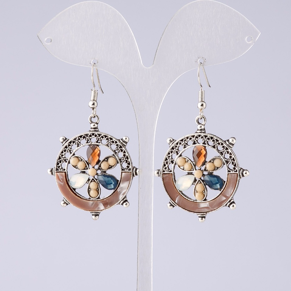 עגילים «פרח המשאלות» קפוצ'ינו מסדרת «סגול», אורך 5 ס״מ