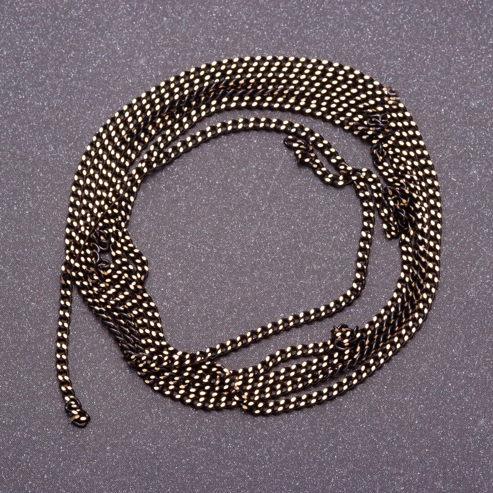 אביזרי שרשרת «שריון» לאורך לפי מטר, צבע «זהב שחור», קוטר 1.7 מ״מ, מחיר למטר