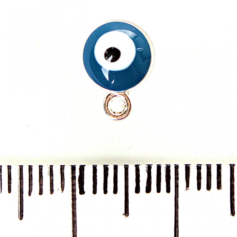 תליון חמסה כחול כהה עם גוון מתכתי כסוף, 6 מ״מ, אריזה 12 יחידות