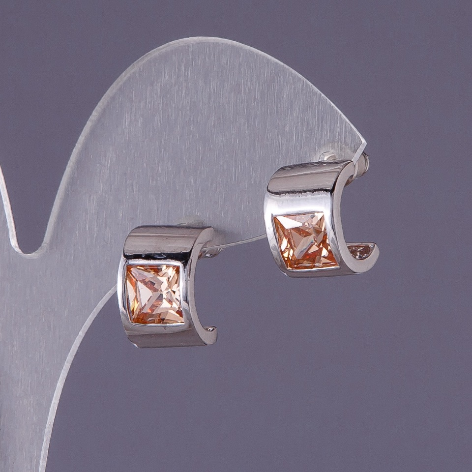 עגילים עם גבישי צהובים 13×9 מ״מ