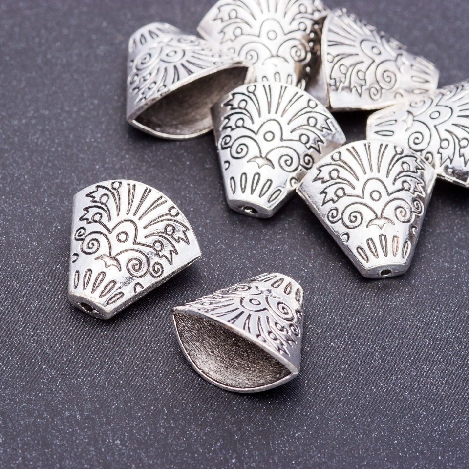 כיסוי קצה לחרוזים, 18×19×7 מ״מ, קוטר חור 5 מ״מ, אריזה 10 יחידות