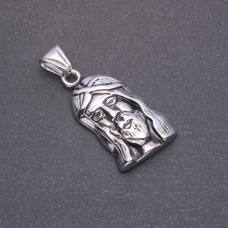 תליון 'פנים' מתכת אפורה 20×37×45 מ״מ