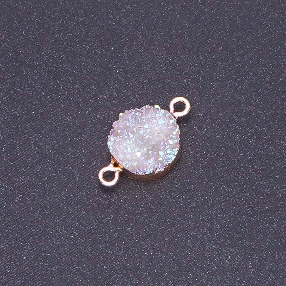 מחבר קוסמוס לבן «דרוזה» אקריל «זהב», קוטר 14 מ״מ, אורך 3 מ״מ