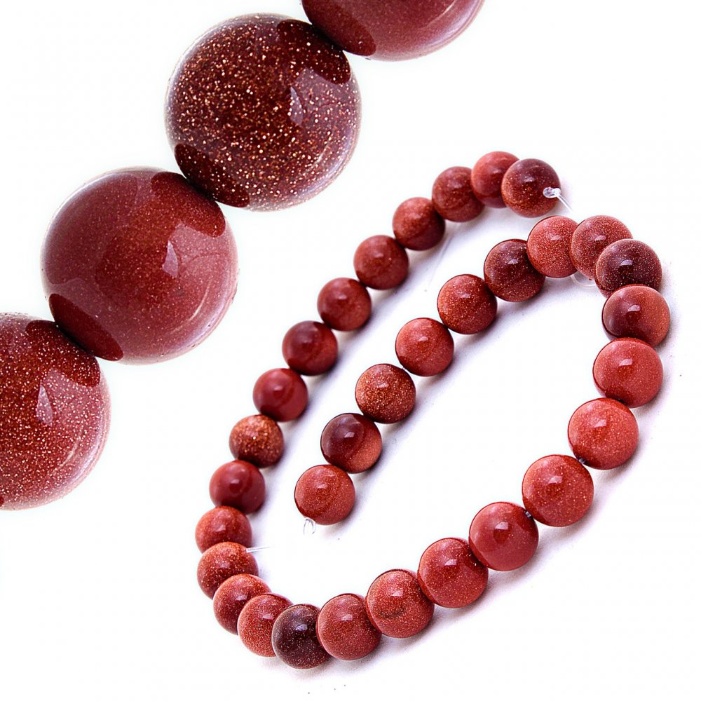 חרוזים מאבן אבנטורין «חול זהוב» 12 מ"מ, אורך 36,5 ס"מ