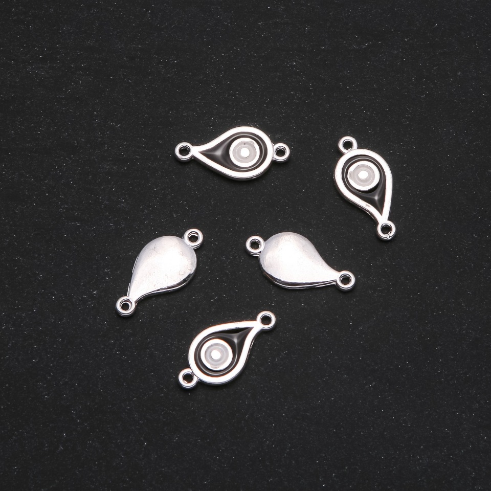 אביזרי תכשיטים – מחבר «עין ההורוס» מצרי 11×22 מ״מ, 5 יחידות, מתכת אפורה