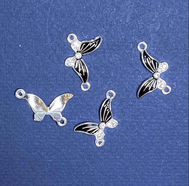 מחבר-פרפר עם אמייל שחור 24×12 מ״מ, מארז 4 יחידות