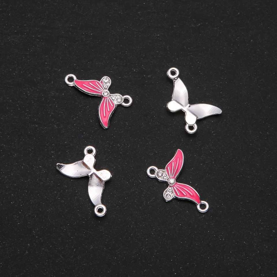 אביזרי תכשיטים – מחבר פרפר באמייל תות 24×12 מ״מ חבילה 4 יחידות