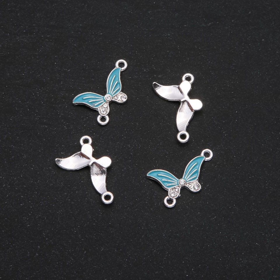 אביזרי תכשיטים – מחבר פרפר אמייל כחול 24×12 מ״מ, חבילה של 4 יחידות