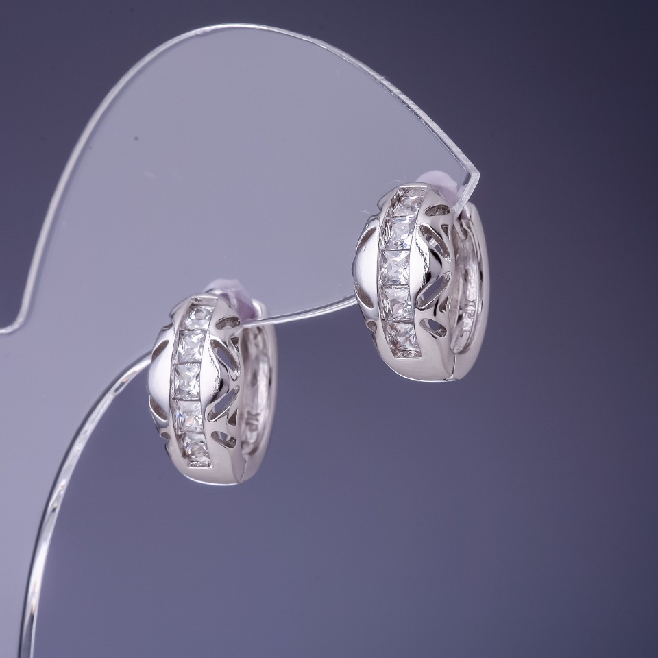 עגילים Xuping 8×15 מ״מ בכיסוי רודיום