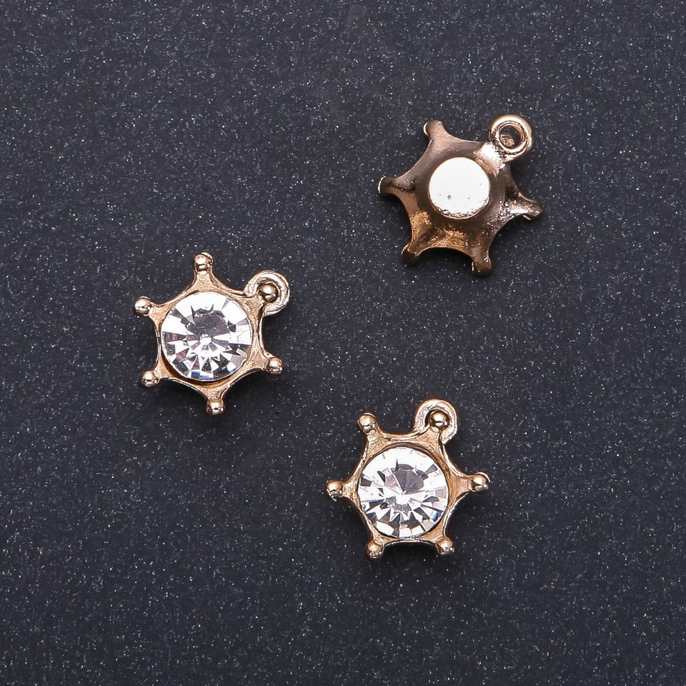 אביזרי תלייה כתר "זהב" עם קריסטל, קוטר 16 מ״מ, אורך 18 מ״מ in-dממ אריזה 8 יחידות (+ -)