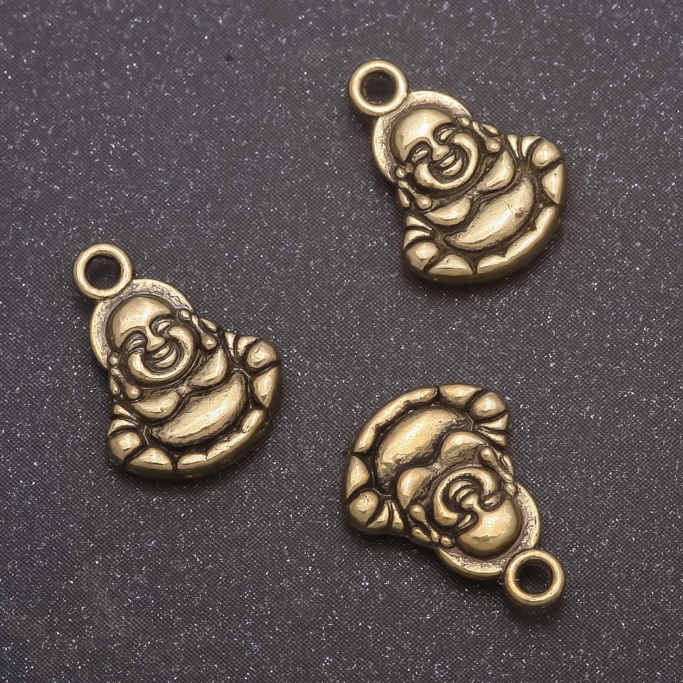 אביזרי תכשיטים תליון בודהה, קוטר 14×10 מ״מ, קוטר 1.5 מ״מ, משקל 20 גרם ±22 יחידות