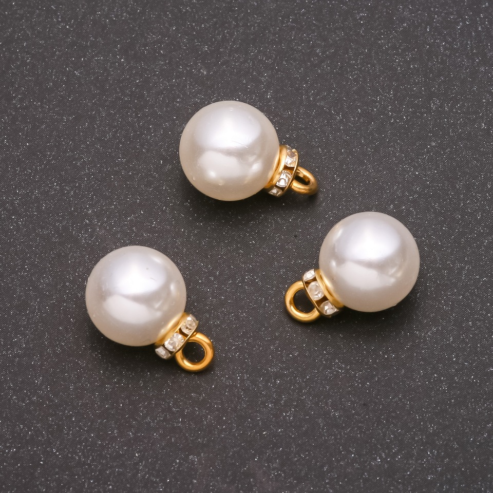 אביזרי תליון 'פנינה' (פלסטיק) מתכת צהובה 12×17 מ״מ, קוטר 1.8 מ״מ, אריזה 10 יחידות +