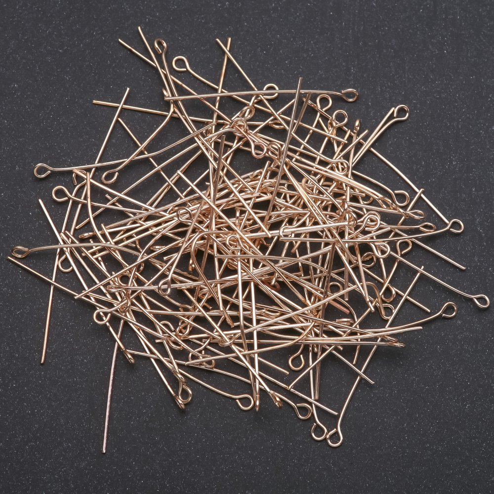 מחט עם לולאה לתכשיטים, אורך 40 מ"מ, צבע מתכת צהובה, 1 ק"ג