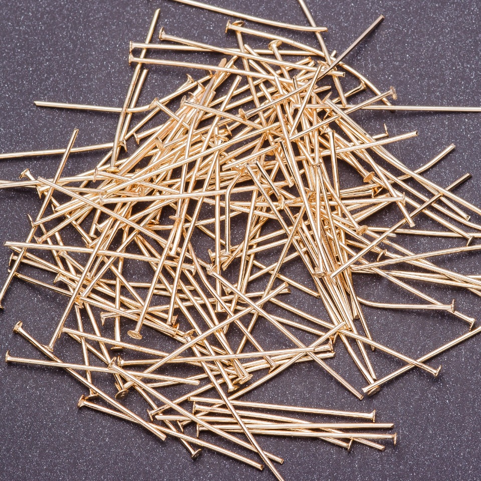 אביזרי פין, אורך 26 מ״מ, כובע «ראש מסמר» מתכת צהובה 0,5 ק״ג