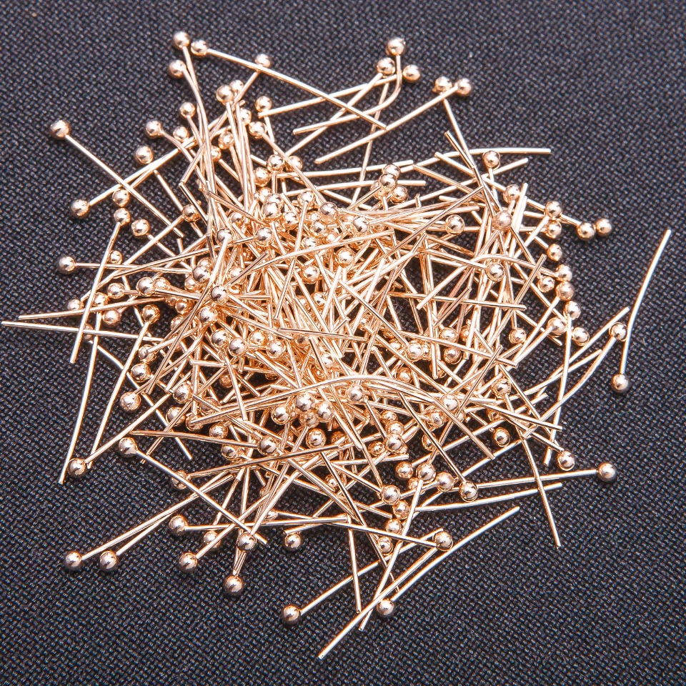 אביזרי תכשיטים - מחט עם ראש כדורי בצבע מתכת צהובה, אורך 40 מ״מ, 390 גרם