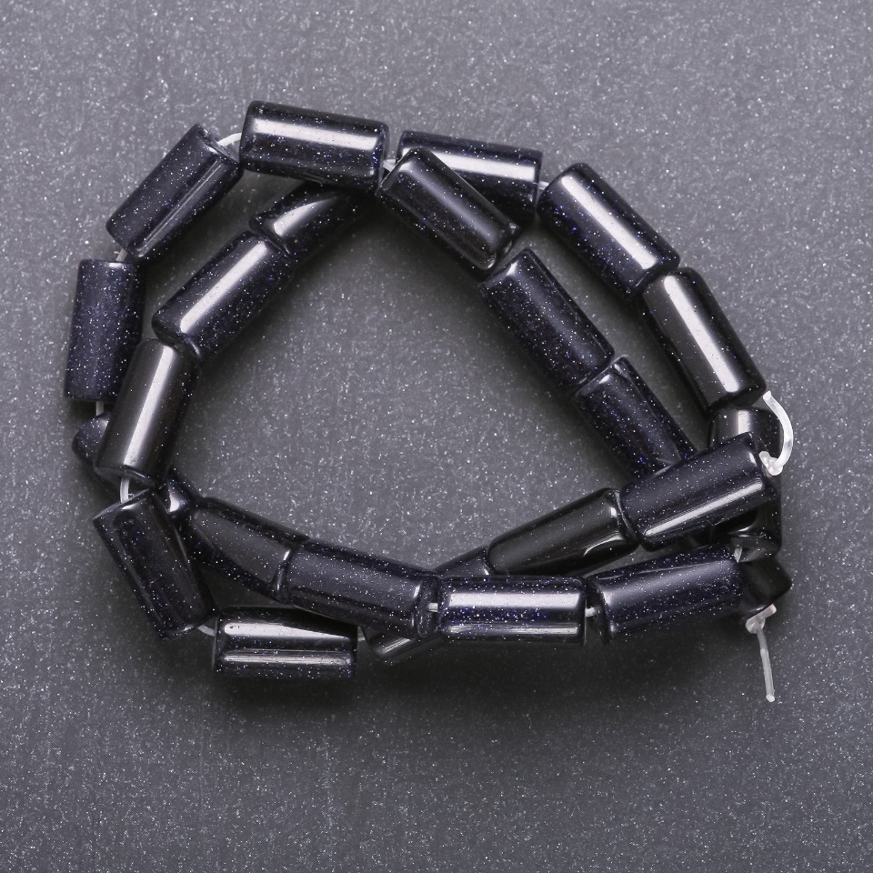 חרוזי אבן טבעית אבנטורין «חול כחול» צילינדר 8×17 מ״מ